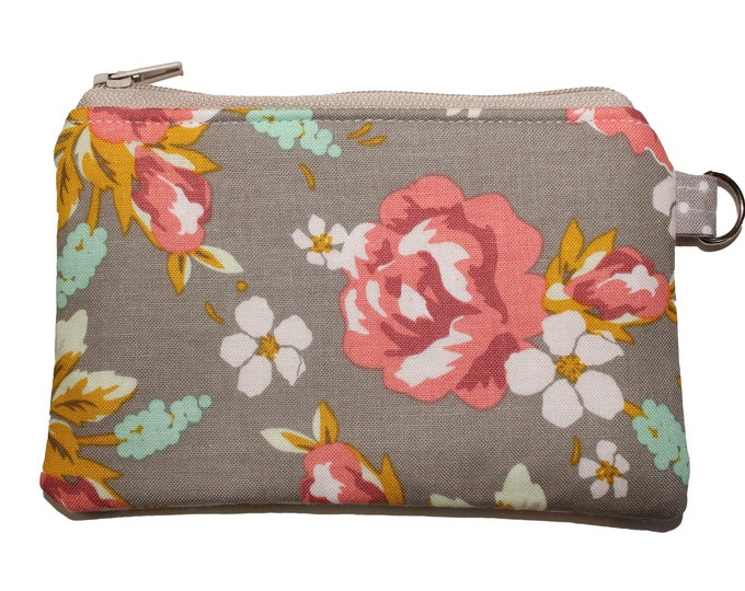 Taupe Floral Coin Purse