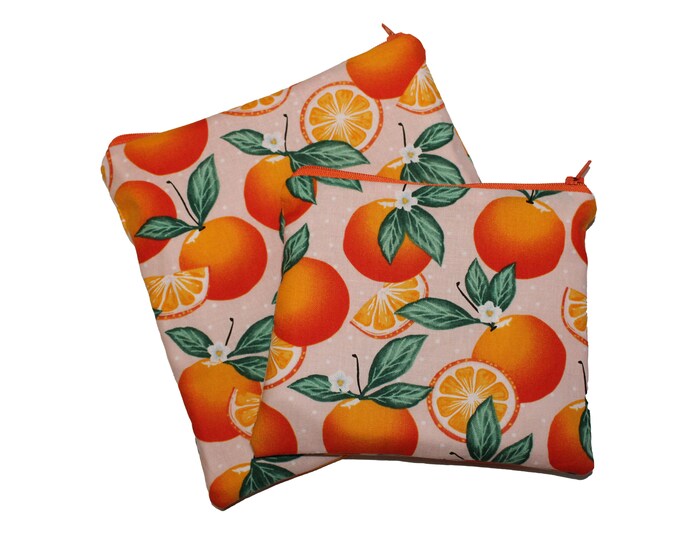 Oranges on Pale Pink Snack and Sandwich Bag