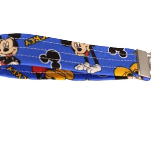 Blue Mickey Mouse Fabric Keychain