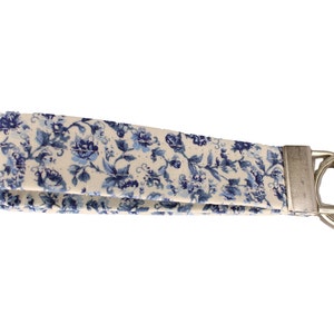 Blue Floral Fabric Keychain