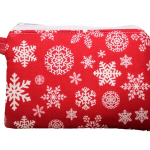 Snowflakes on Red Holiday Coin Purse