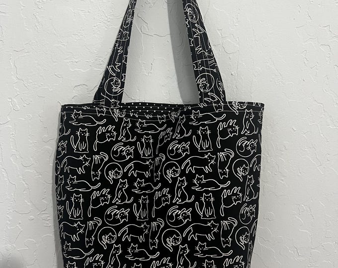 Mini Tote Cats on Black