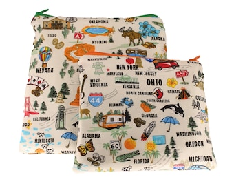 Reusable Snack and Sandwich Bag 50 States