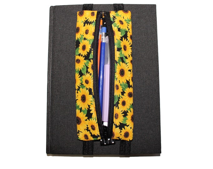 The Violet Book Pouch Yellow Sunflower on Black