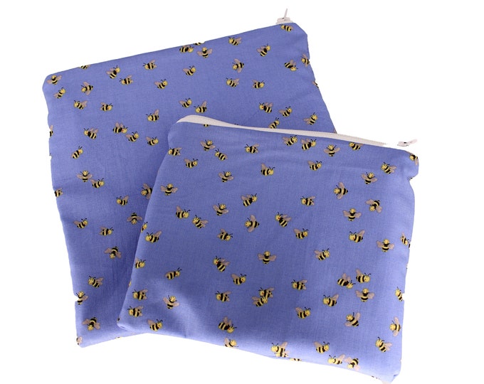 Reusable Snack and Sandwich Bag Blue Tiny Bee