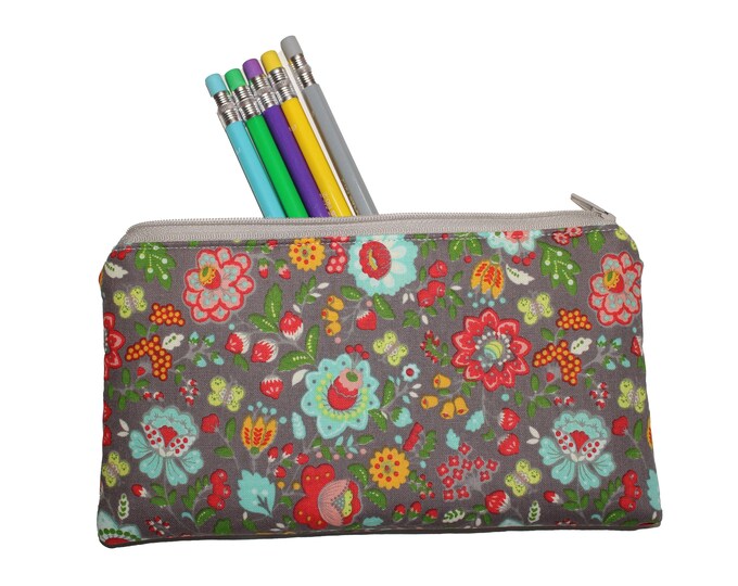 Emily Pencil Pouch Taupe Floral