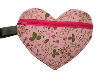 Quilted Heart Pouch Pink Strawberry