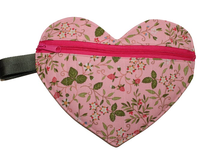 Quilted Heart Pouch Pink Strawberry