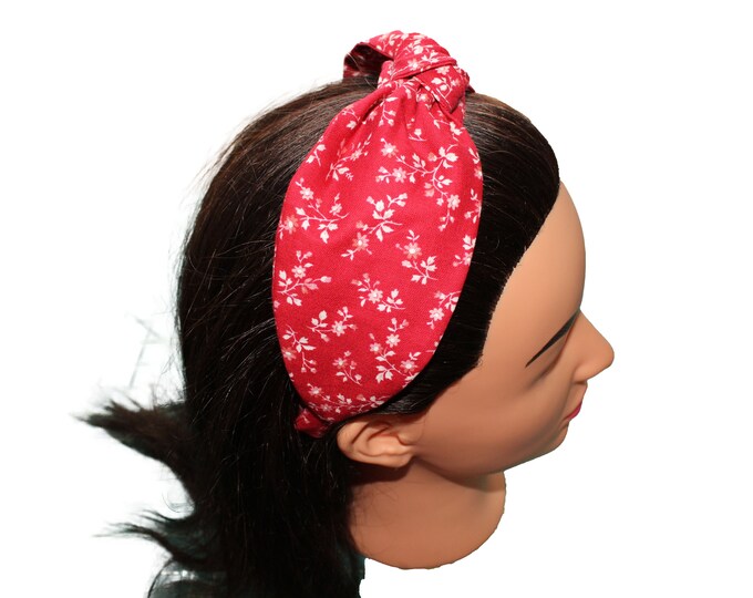 Red Floral Knotted Headband