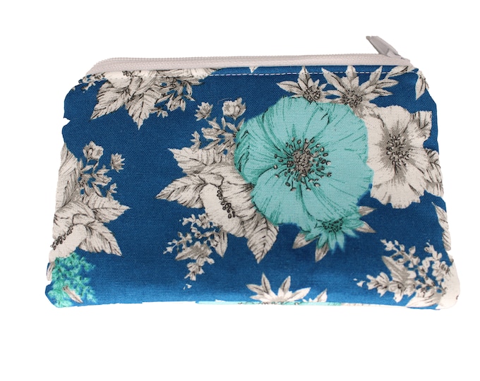 Teal Floral Coin Purse