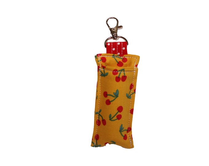 Cherries on Yellow Chapstick Holder