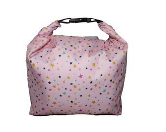 The Roll Down Bag Pink with Stars