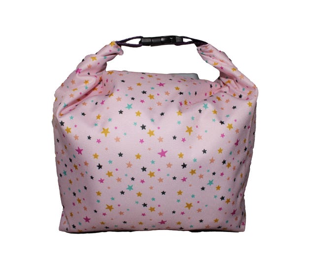 The Roll Down Bag Pink with Stars
