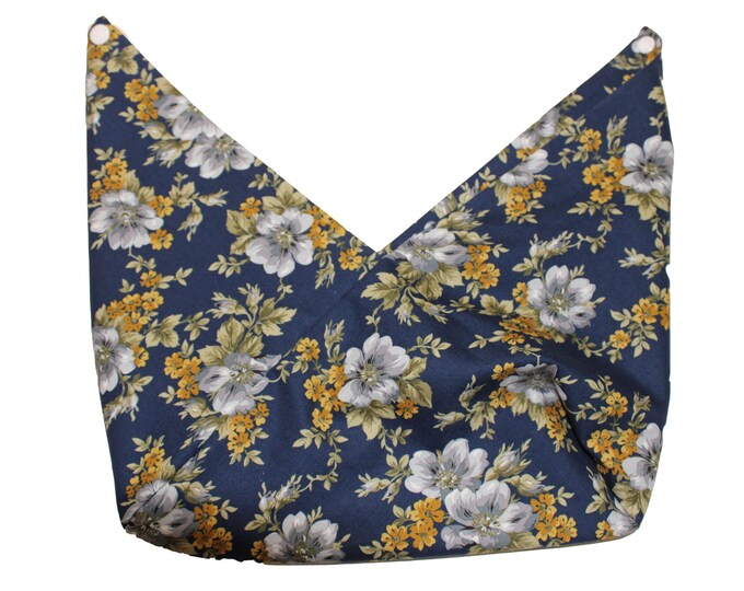 Navy Blue and Gold Floral Bento Bag