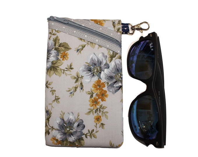 Sunglass / Eyeglass Case Grey Floral