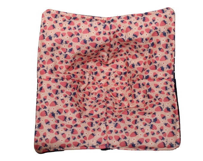 Reversible Bowl Cozy Pink Strawberries with Navy Blue