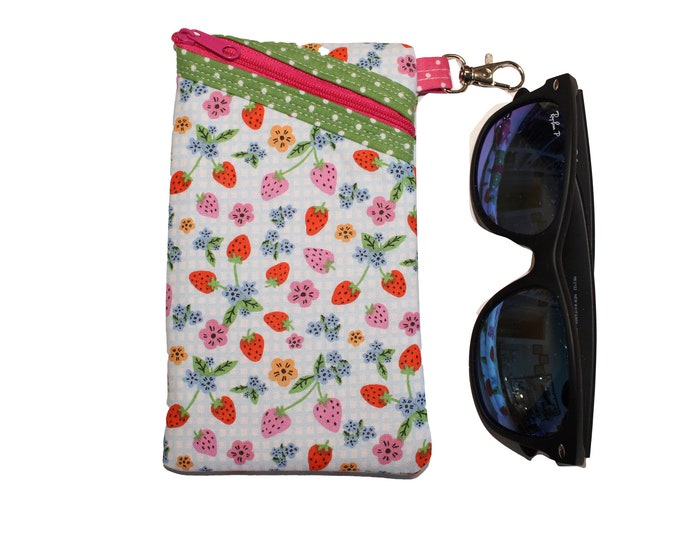 Sunglass / Eyeglass Case Gingham and Berries