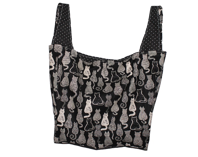 Cats on Black Reversible Market Bag