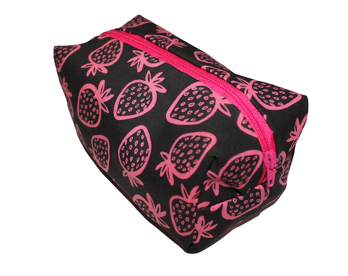 Strawberries on Black Cosmetic Case