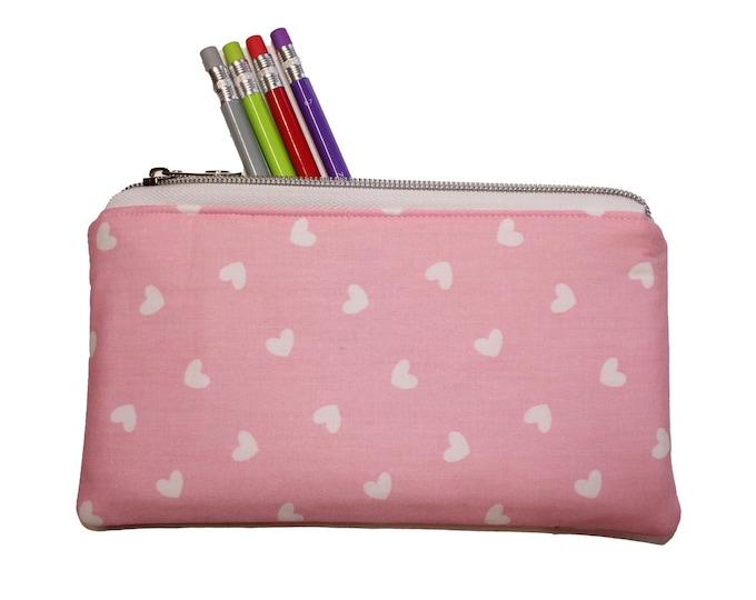 Emily Pencil Pouch Pink Hearts