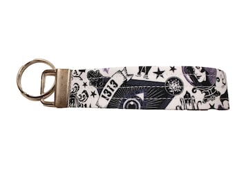 Haunted Mansion on White Fabric Keychain