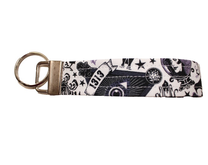 Haunted Mansion on White Fabric Keychain