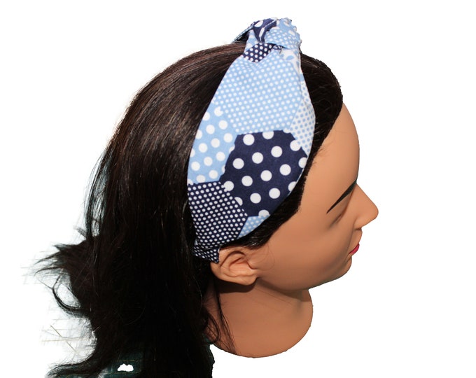 Blue Hexagon Knotted Headband