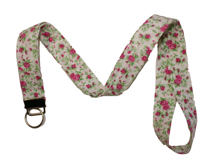 Country Cottage Pink Floral Lanyard