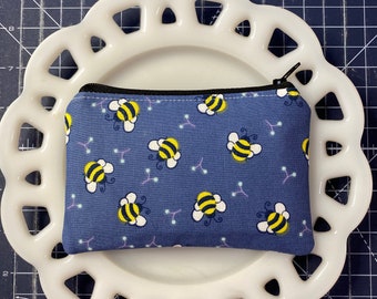 Denim Blue Bee Coin Purse