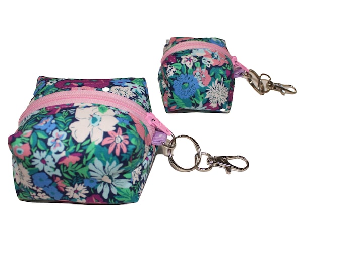 Cube Pouch Purple, Pink and Teal Floral