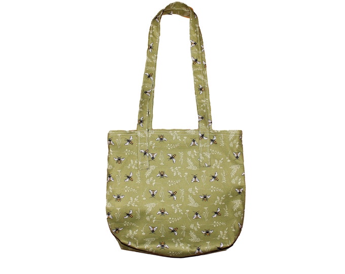 Bella Book Bag Bees on Olive Green