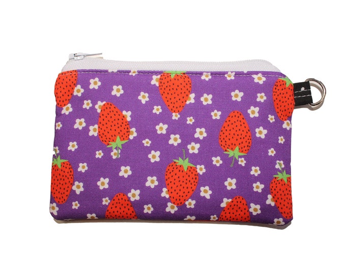 Purple and Red Strawberry Coin Purse