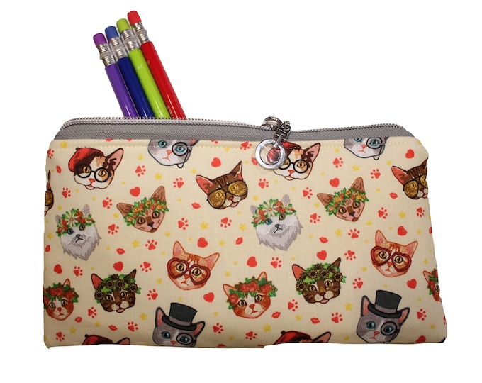 Emily Pencil Pouch Cats with Hats