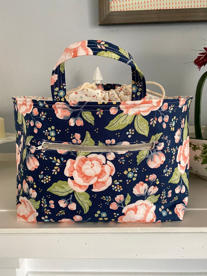 Navy and Pink Floral Juniper Bag