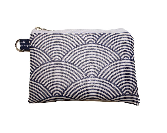 Pebbled Vinyl Coin Purse Navy Japanese Arch