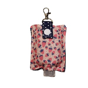 Hand Sanitizer/Lotion Caddy Pink Strawberry with Navy