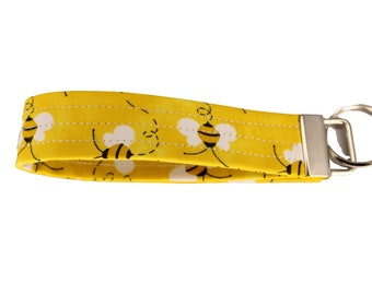 Yellow Bee Fabric Keychain