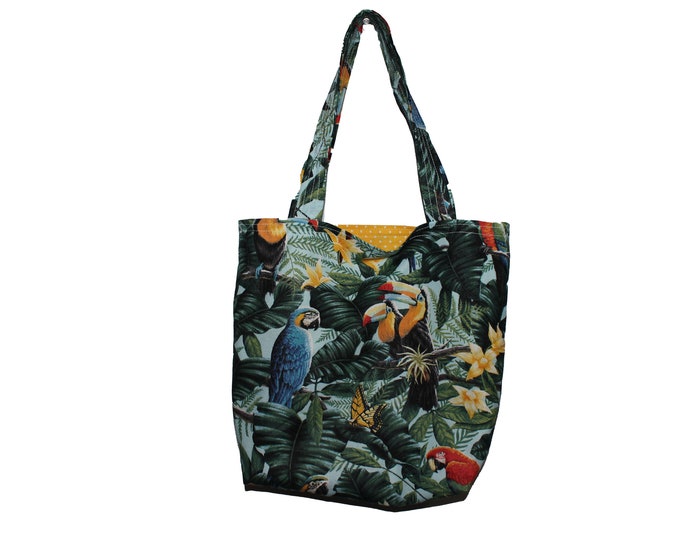 Mini Tote Tropical Parrots