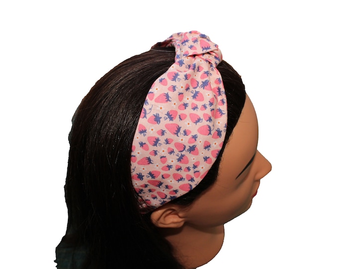 Pink Strawberry Knotted Headband