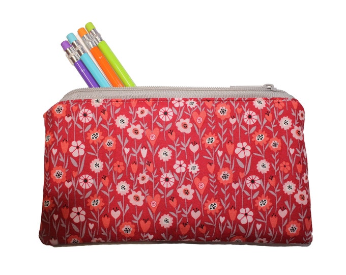 Emily Pencil Pouch Floral Hearts