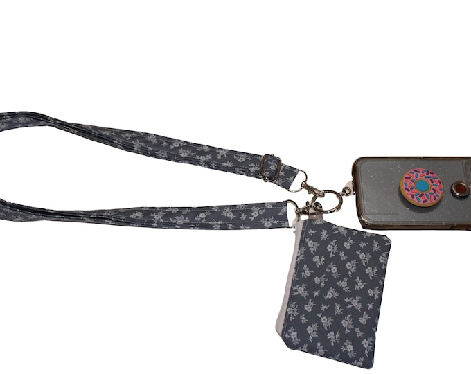 Crossbody Phone Strap Floral on Denim