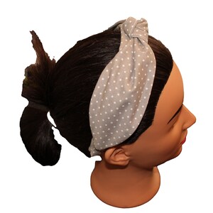 Grey and White Polka Dots Knotted Headband