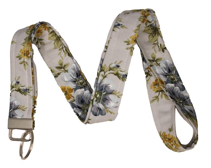 Grey Floral  Lanyard