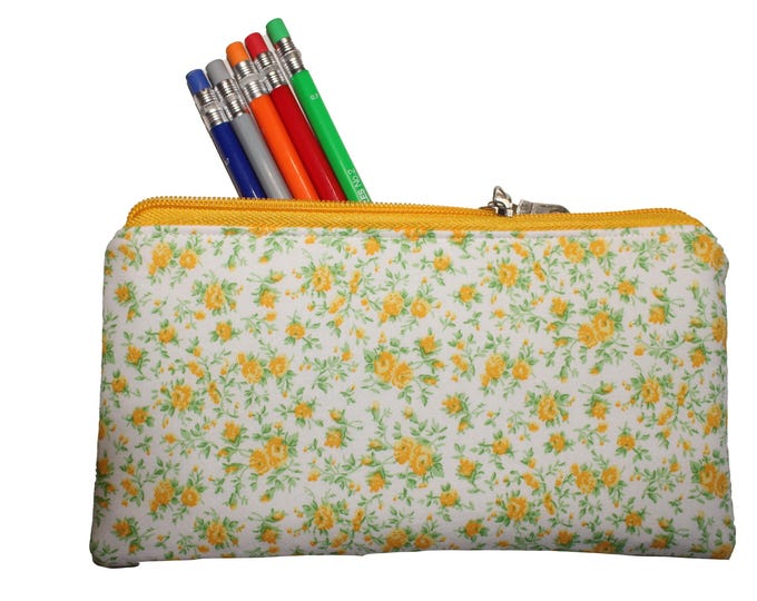 Emily Pencil Pouch Yellow Floral