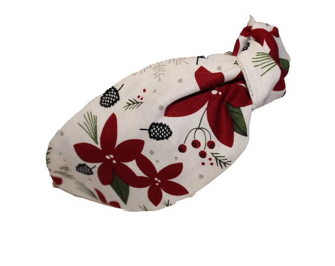 Holiday Knotted Fabric Headband Poinsettia on Cream