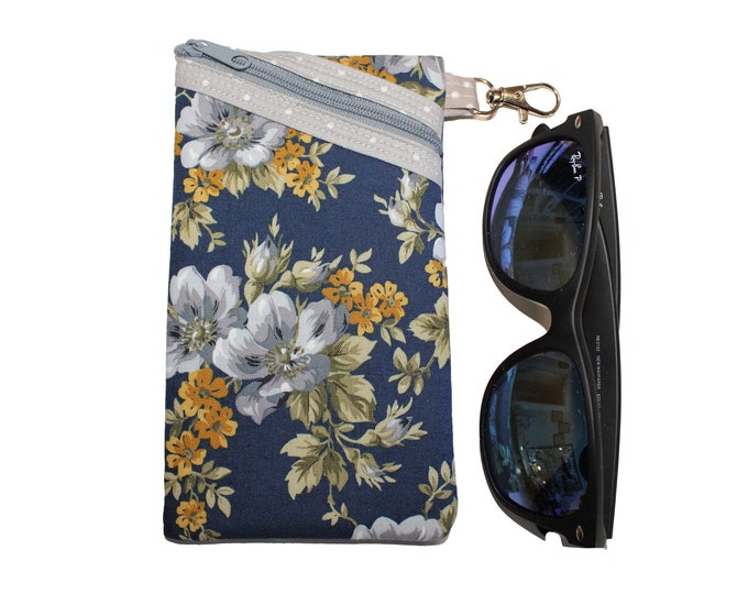 Sunglass / Eyeglass Case Navy Blue Floral