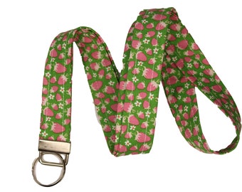 Pink and Green Strawberry Lanyard