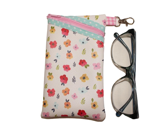 Sunglass / Eyeglass Case Pebbled Vinyl Flowers