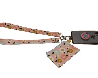 Crossbody Phone Strap Floral Light Pink