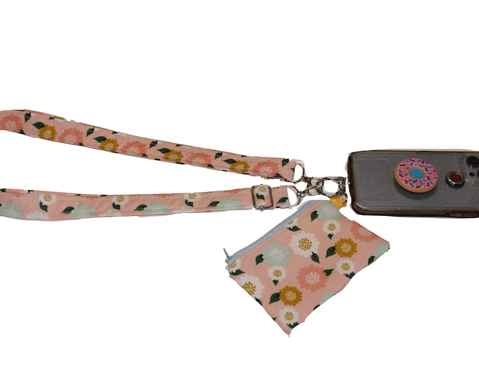 Crossbody Phone Strap Floral Light Pink